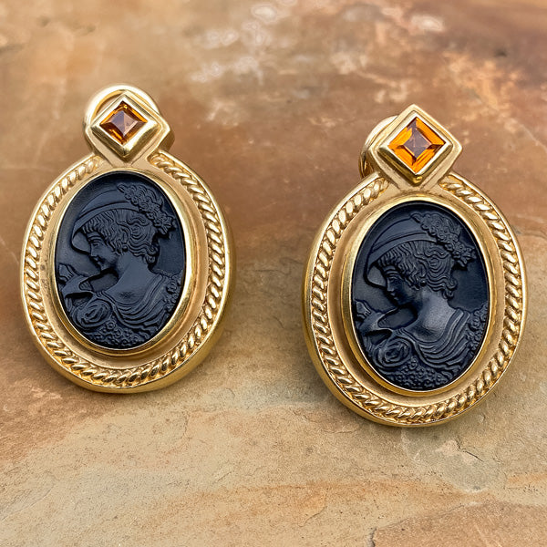 Vintage Cameo Earrings sold by Doyle and Doyle an antique and vintage jewelry boutique