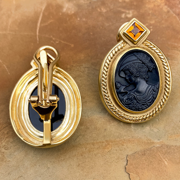 Vintage Cameo Earrings sold by Doyle and Doyle an antique and vintage jewelry boutique