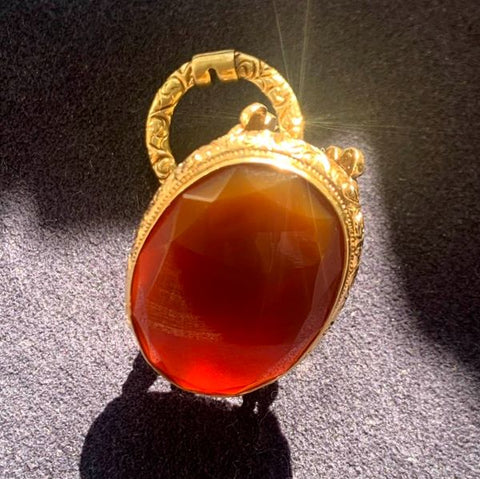 Victorian Carnelian Fob sold by Doyle and Doyle an antique and vintage jewelry boutique