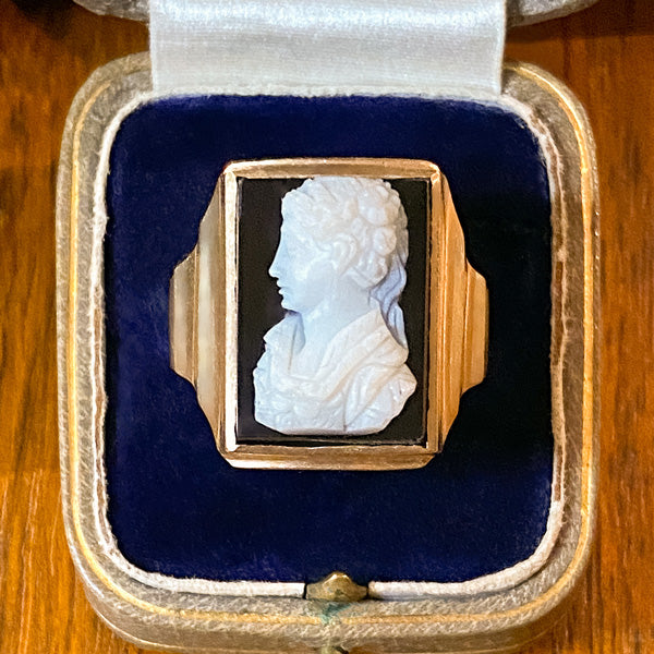 Antique Hardstone Cameo Ring sold by Doyle and Doyle an antique and vintage jewelry boutique