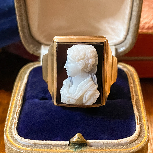 Antique Hardstone Cameo Ring sold by Doyle and Doyle an antique and vintage jewelry boutique