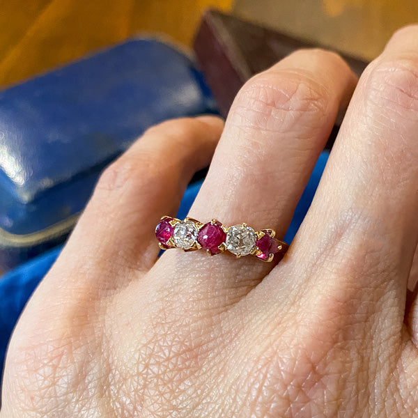 Vintage Ruby & Diamond Band sold by Doyle and Doyle an antique and vintage jewelry boutique