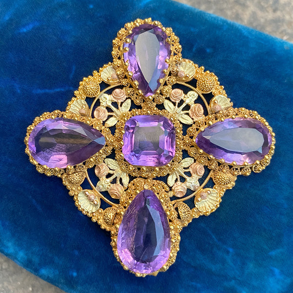 Amethyst Cannetille Pendant sold by Doyle and Doyle an antique and vintage jewelry boutique