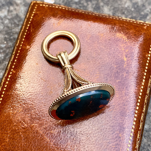Antique Bloodstone Fob Pendant sold by Doyle and Doyle an antique and vintage jewelry boutique