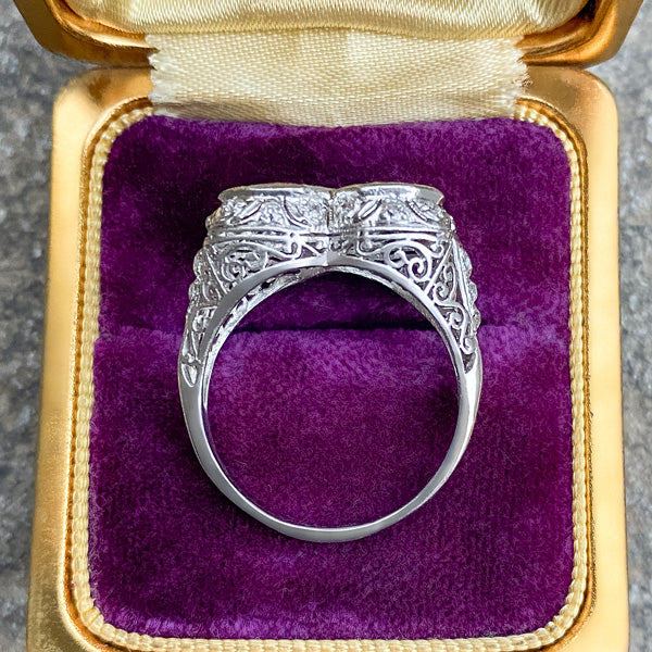 Art Deco Ruby & Diamond Twin Stone Ring sold by Doyle and Doyle an antique and vintage jewelry boutique