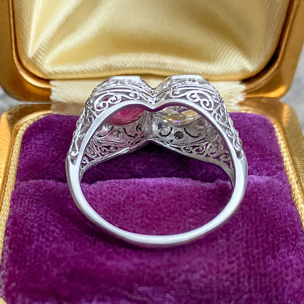 Art Deco Ruby & Diamond Twin Stone Ring sold by Doyle and Doyle an antique and vintage jewelry boutique