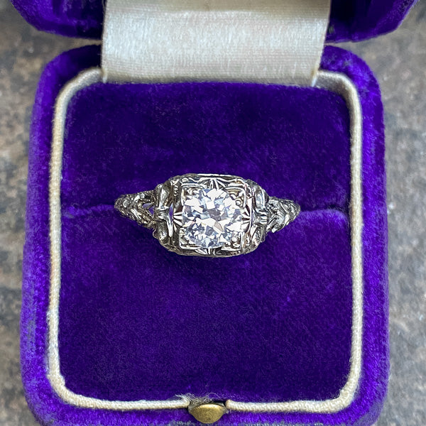 Art Deco Diamond Ring, RBC 0.71ct. sold by Doyle and Doyle an antique and vintage jewelry boutique