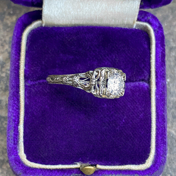 Art Deco Diamond Ring, RBC 0.71ct. sold by Doyle and Doyle an antique and vintage jewelry boutique