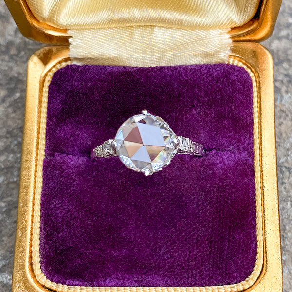 Estate Engagement Ring, Rose cut 2.04ct. sold by Doyle and Doyle an antique and vintage jewelry boutique