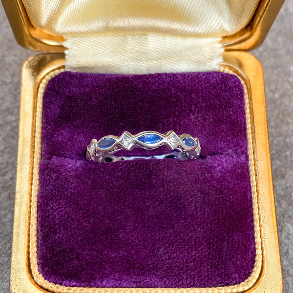 Vintage Marquise Sapphire & Diamond Band sold by Doyle and Doyle an antique and vintage jewelry boutique 