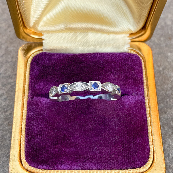 Vintage Sapphire & Diamond Band sold by Doyle and Doyle an antique and vintage jewelry boutique