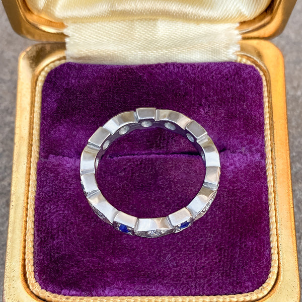 Vintage Sapphire & Diamond Band sold by Doyle and Doyle an antique and vintage jewelry boutique