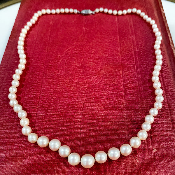 Vintage Single Strand Pearl Necklace sold by Doyle and Doyle an antique and vintage jewelry boutique