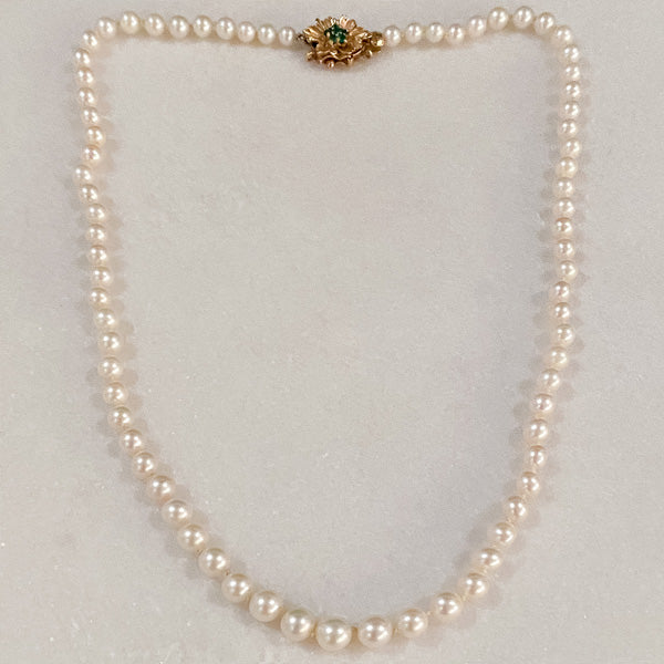 Vintage Single Strand Pearl Necklace sold by Doyle and Doyle an antique and vintage jewelry boutique