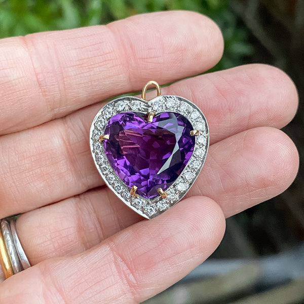 Edwardian Amethyst & Diamond Pin Pendant sold by Doyle and Doyle an antique and vintage jewelry boutique