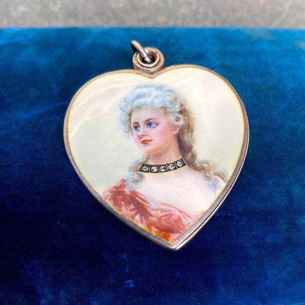 Antique Diamond Heart Locket sold by Doyle and Doyle an antique and vintage jewelry boutique