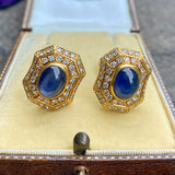 Vintage Sapphire & Diamond Earrings sold by Doyle and Doyle an antique and vintage jewelry boutique