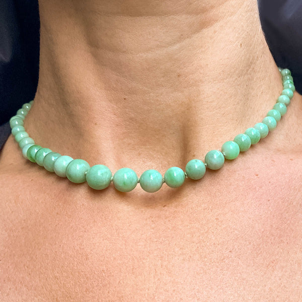 Vintage Jade Bead Necklace sold by Doyle and Doyle an antique and vintage jewelry boutique