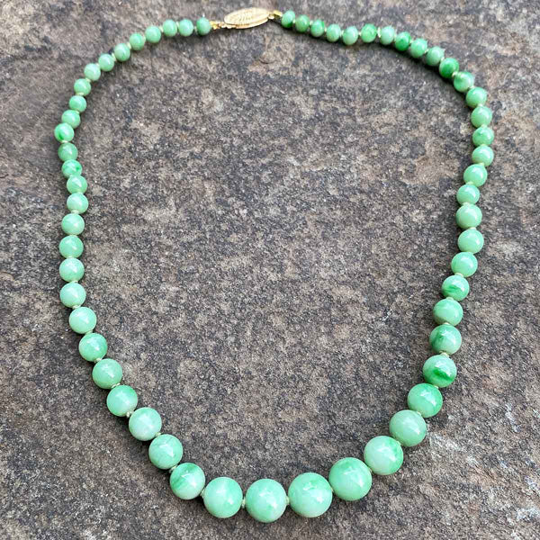 Vintage Jade Bead Necklace sold by Doyle and Doyle an antique and vintage jewelry boutique