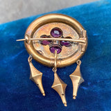 Victorian Garnet & Pearl Pin with drops, sold by Doyle & Doyle antique and vintage jewelry boutique