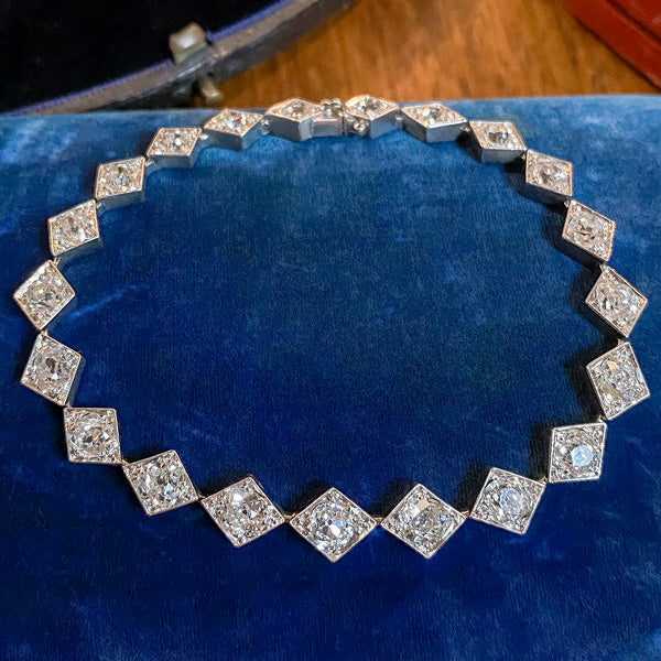 Art Deco Old Mine Cut Diamond Bracelet sold by Doyle and Doyle an antique and vintage jewelry boutique