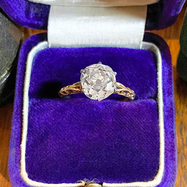 Antique Filigree Solitaire Engagement Ring, Cushion 2.40ct. sold by Doyle and Doyle an antique and vintage jewelry boutique