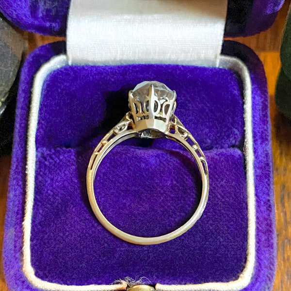 Antique Filigree Solitaire Engagement Ring, Cushion 2.40ct. sold by Doyle and Doyle an antique and vintage jewelry boutique