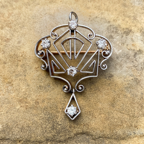 Antique Diamond Pin/ Pendant sold by Doyle and Doyle an antique and vintage jewelry boutique