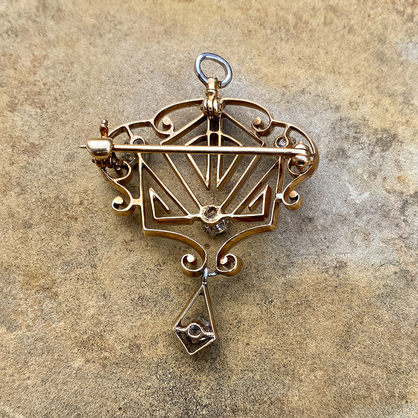 Antique Diamond Pin/ Pendant sold by Doyle and Doyle an antique and vintage jewelry boutique