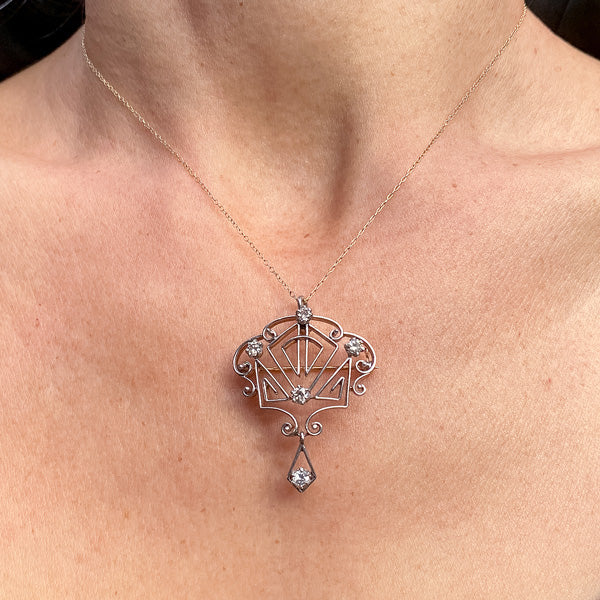 Antique Diamond Pin/ Pendant sold by Doyle and Doyle an antique and vintage jewelry boutique