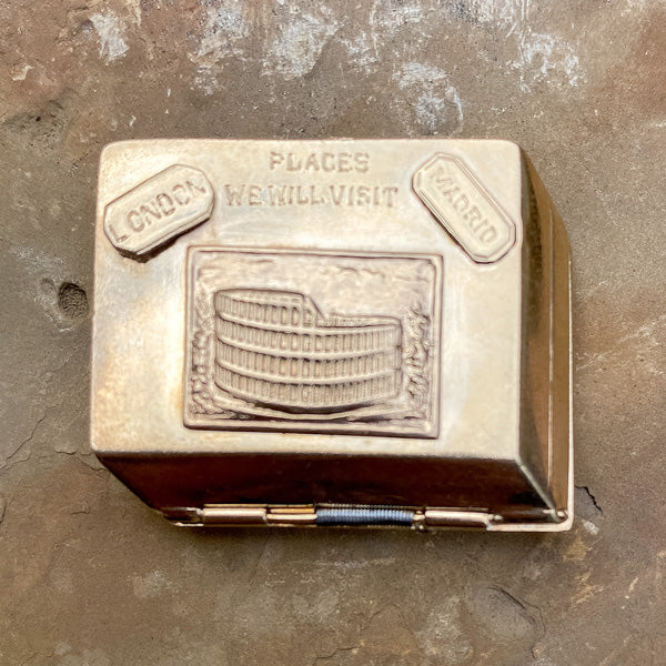 Vintage Suitcase Travel Locket sold by Doyle and Doyle an antique and vintage jewelry boutique