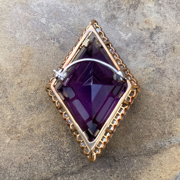 Antique Amethyst & Diamond Pin sold by Doyle and Doyle an antique and vintage jewelry boutique