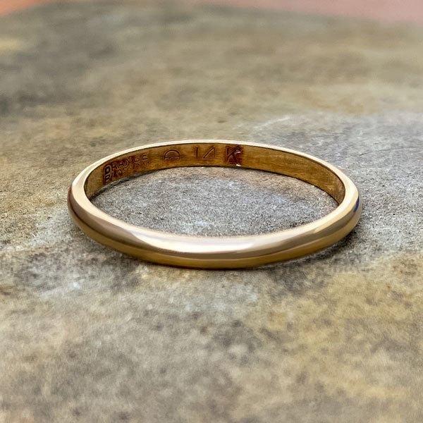 Vintage Half Round Gold Wedding Band sold by Doyle and Doyle an antique and vintage jewelry boutique