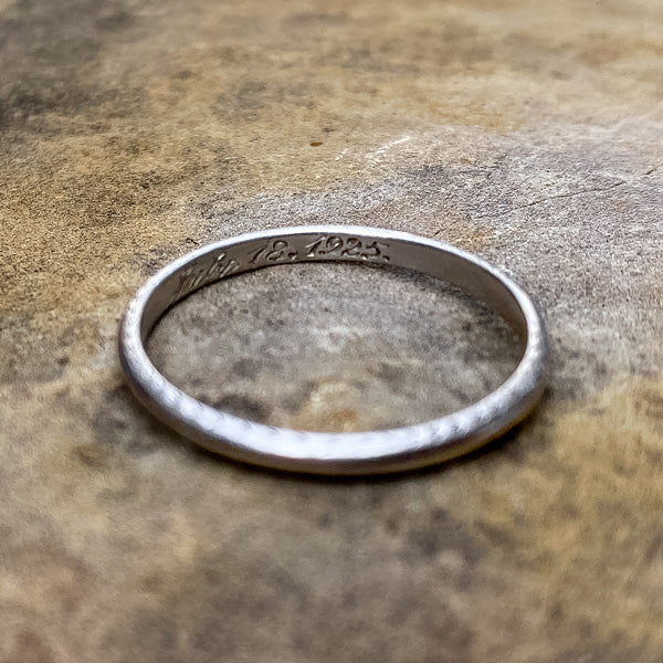 Vintage Platinum Wedding Band sold by Doyle and Doyle an antique and vintage jewelry boutique