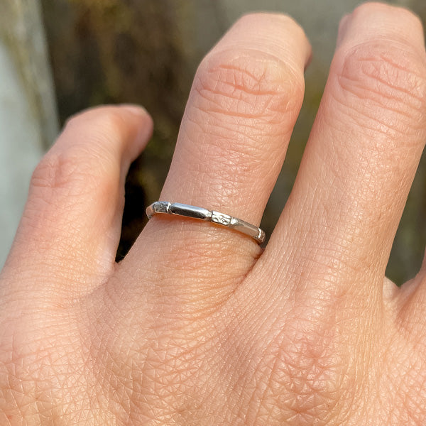 Vintage Patterned White Platinum Band sold by Doyle and Doyle an antique and vintage jewelry boutique