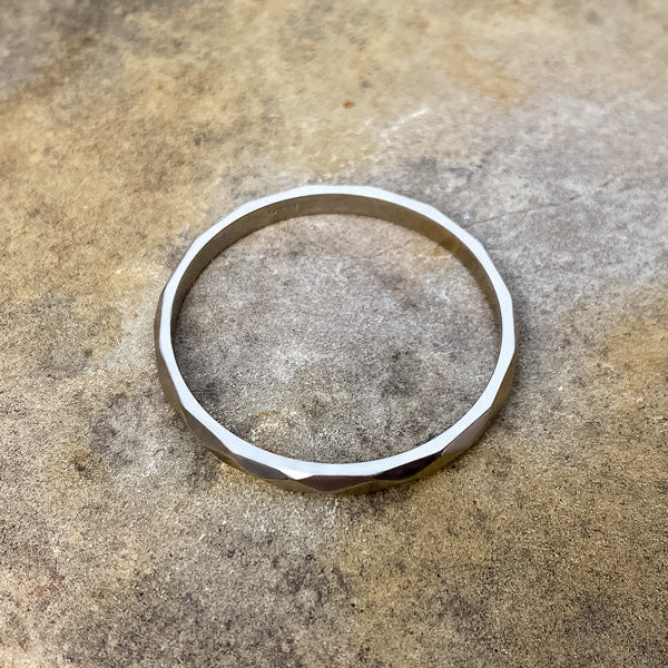 Vintage Faceted White Gold Band sold by Doyle and Doyle an antique and vintage jewelry boutique