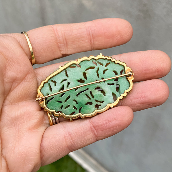 Vintage Carved Jade Pin