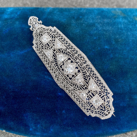 Filigree Diamond Pendant sold by Doyle and Doyle an antique and vintage jewelry boutique