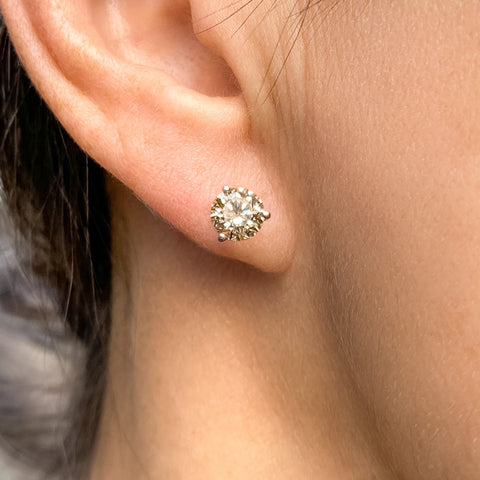Martini Set Diamond Stud Earrings, 3.24ctw. sold by Doyle and Doyle an antique and vintage jewelry boutique
