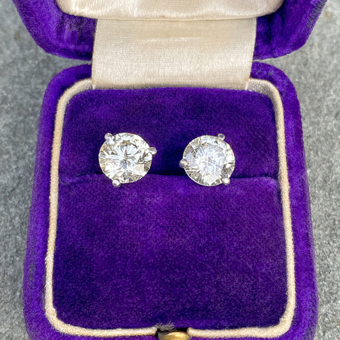 Martini Set Diamond Stud Earrings, 3.24ctw. sold by Doyle and Doyle an antique and vintage jewelry boutique