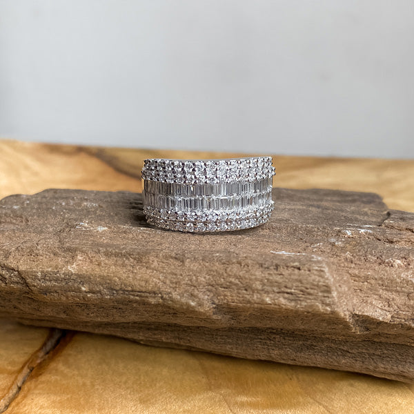 Vintage Baguette & Round Diamond Band sold by Doyle and Doyle an antique and vintage jewelry boutique