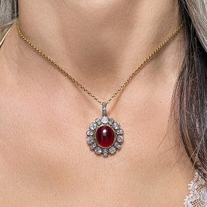 Early Victorian Garnet & Diamond Pendant sold by Doyle and Doyle an antique and vintage jewelry boutique