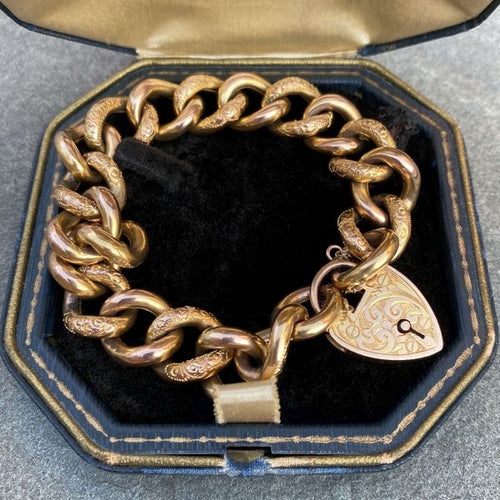Victorian Engraved Curb Link Bracelet sold by Doyle and Doyle an antique and vintage jewelry boutique