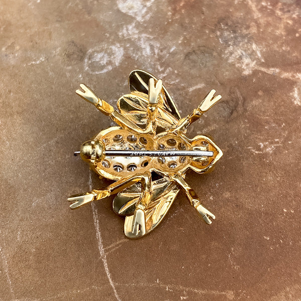 Vintage Diamond Bee Pin sold by Doyle and Doyle an antique and vintage jewelry boutique