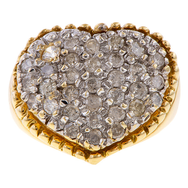 Vintage Pave Heart Ring sold by Doyle and Doyle an antique and vintage jewelry boutique