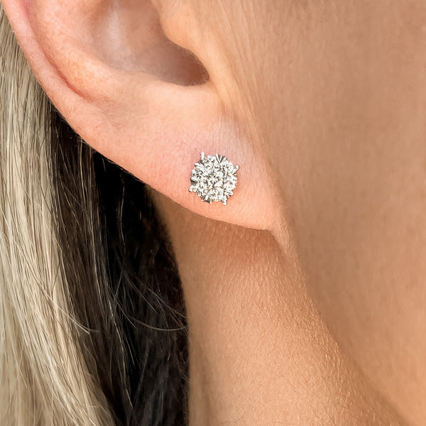 Diamond Cluster Stud Earrings sold by Doyle and Doyle an antique and vintage jewelry boutique