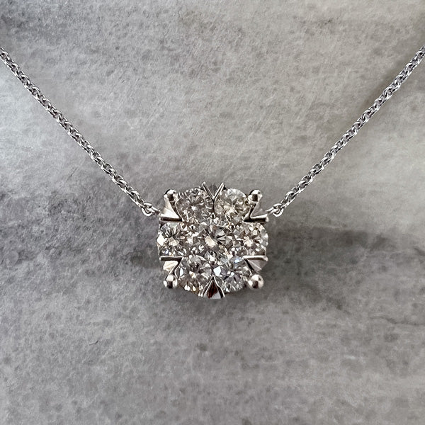 Diamond Cluster Necklace sold by Doyle and Doyle an antique and vintage jewelry boutique