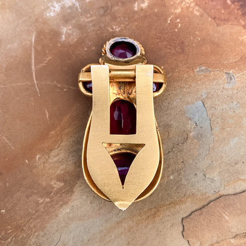 Etruscan Revival Garnet Clip sold by Doyle and Doyle an antique and vintage jewelry boutique