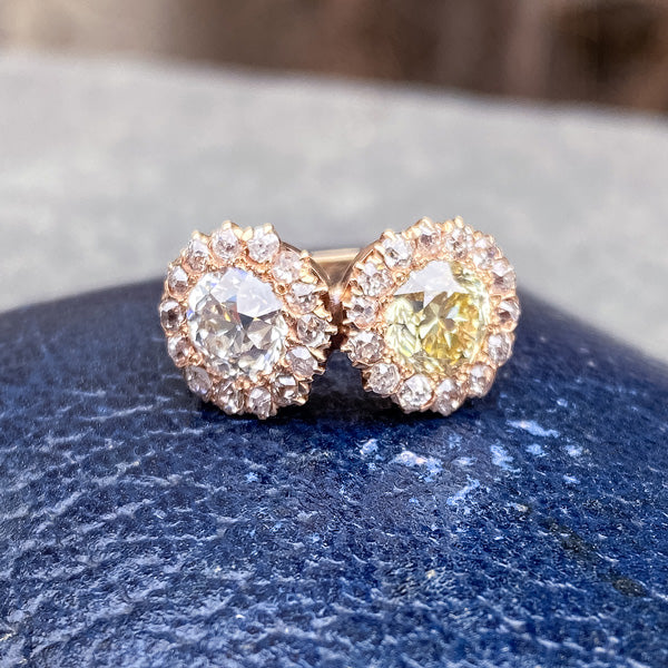 Antique Twin Stone Diamond Ring sold by Doyle and Doyle an antique and vintage jewelry boutique