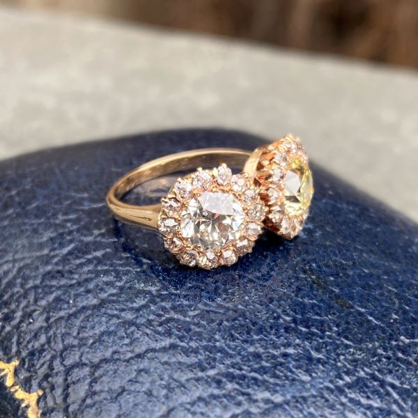 Antique Twin Stone Diamond Ring sold by Doyle and Doyle an antique and vintage jewelry boutique